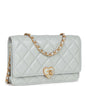 Chanel Heart Wallet On Chain WOC Light Blue Lambskin Aged Gold Hardware