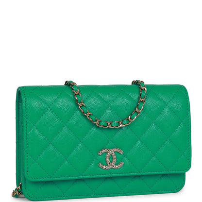 Chanel Wallet On Chain WOC Green Caviar Light Gold Hardware