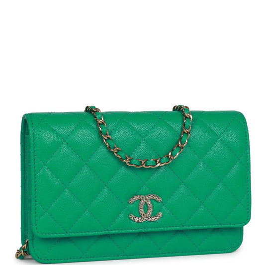 Chanel Wallet On Chain WOC Green Caviar Light Gold Hardware