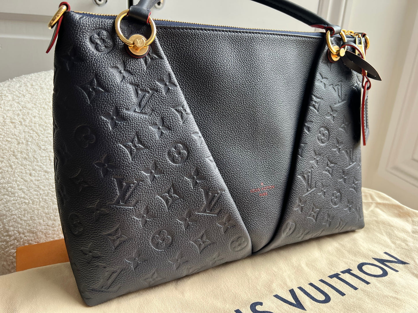 Louis Vuitton V Tote MM Navy Empreinte (RRP £2,390)
