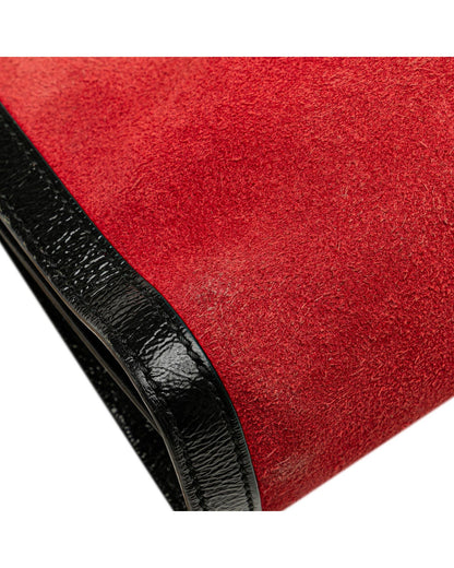 Small Suede Chain Crossbody Bag with Leather Trim