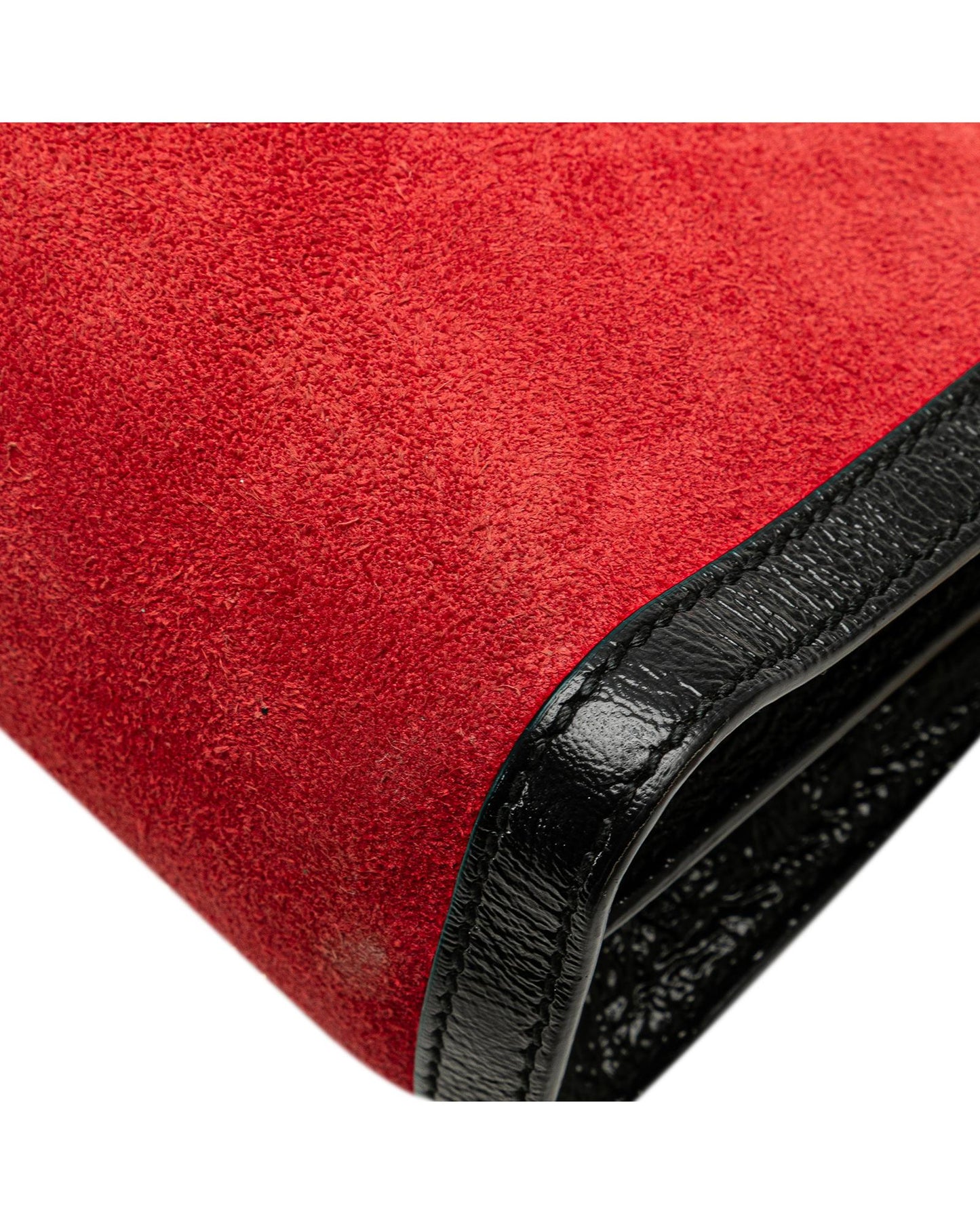 Small Suede Chain Crossbody Bag with Leather Trim