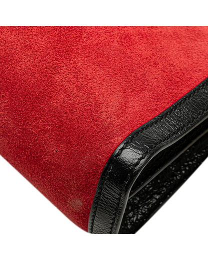 Small Suede Chain Crossbody Bag with Leather Trim