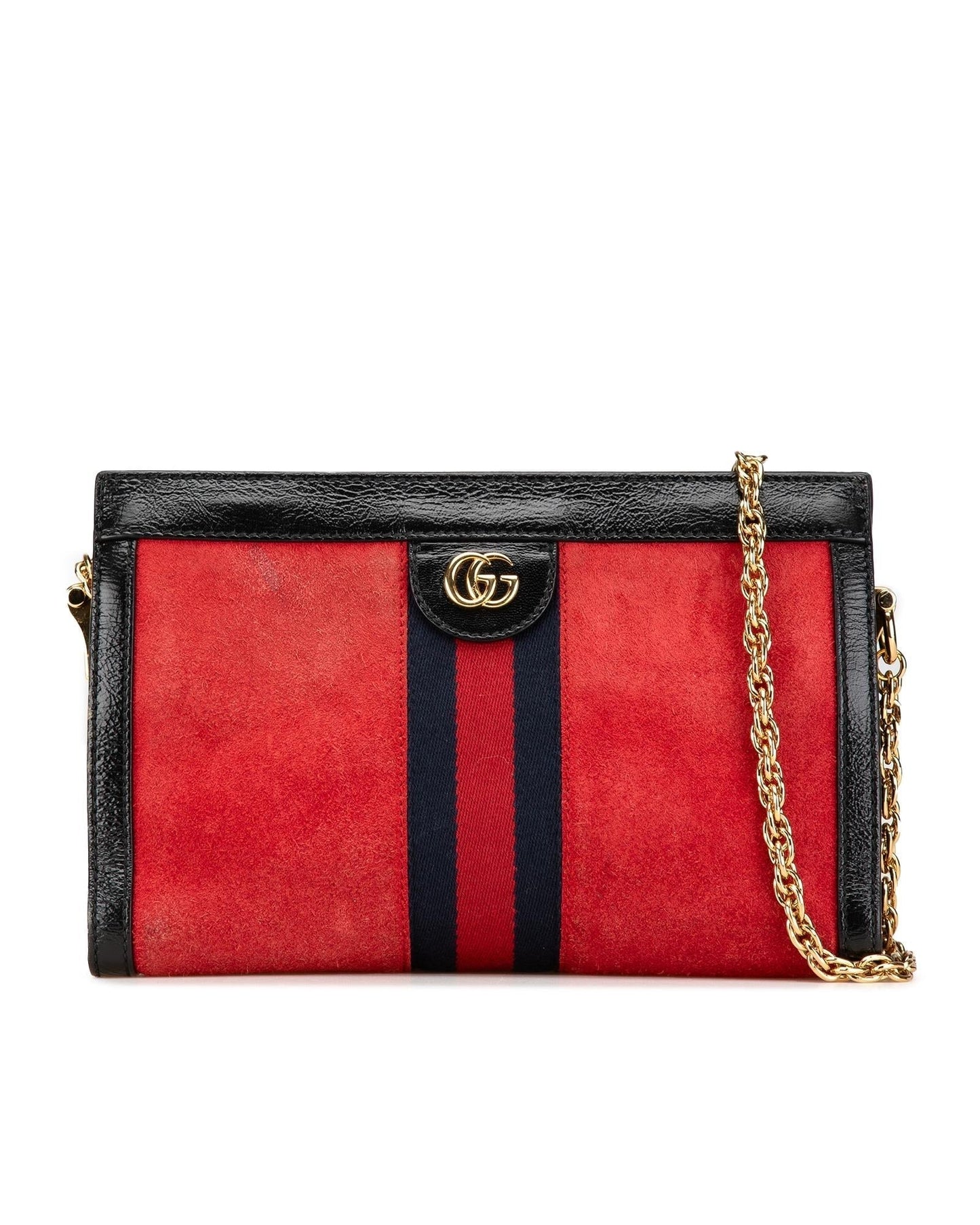 Small Suede Chain Crossbody Bag with Leather Trim