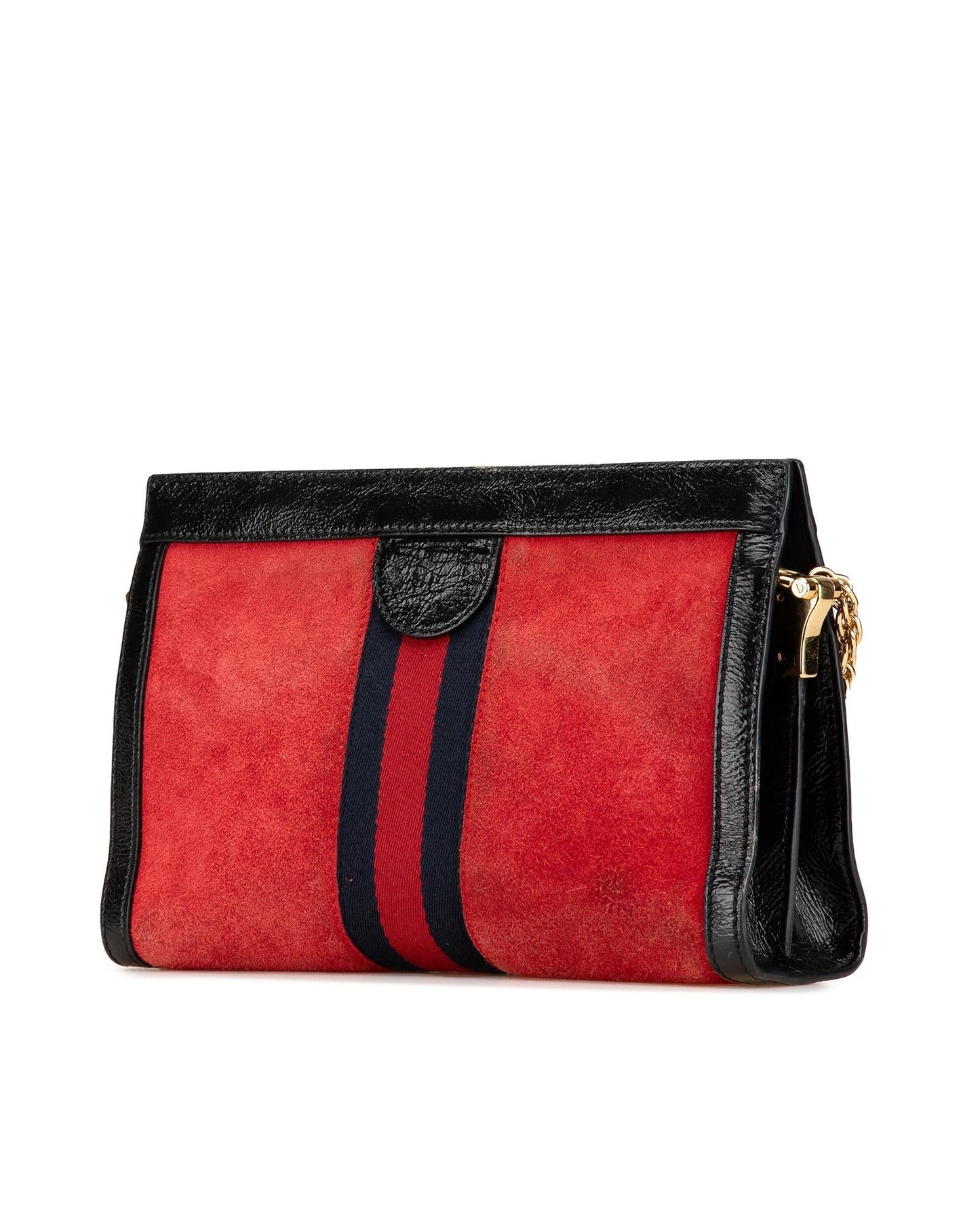 Small Suede Chain Crossbody Bag with Leather Trim