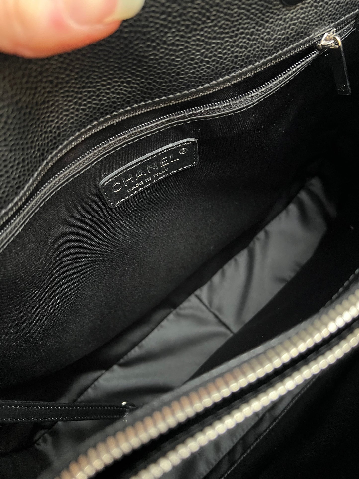Chanel Black Caviar Grand Shopper Tote (GST) Silver Hardware