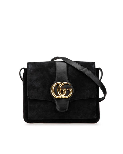 Suede Leather Crossbody Bag with Calf Leather Trim