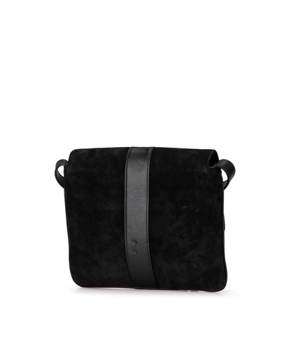 Suede Leather Crossbody Bag with Calf Leather Trim