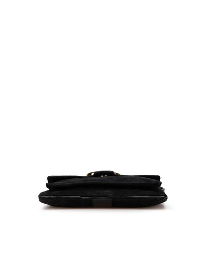 Suede Leather Crossbody Bag with Calf Leather Trim