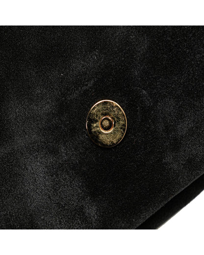 Suede Leather Crossbody Bag with Calf Leather Trim