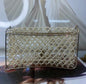 Rare Chanel Pearl Cage Classic Flap Bag Ivory Faux Pearls Silk With Pale Gold-Tone Hardware