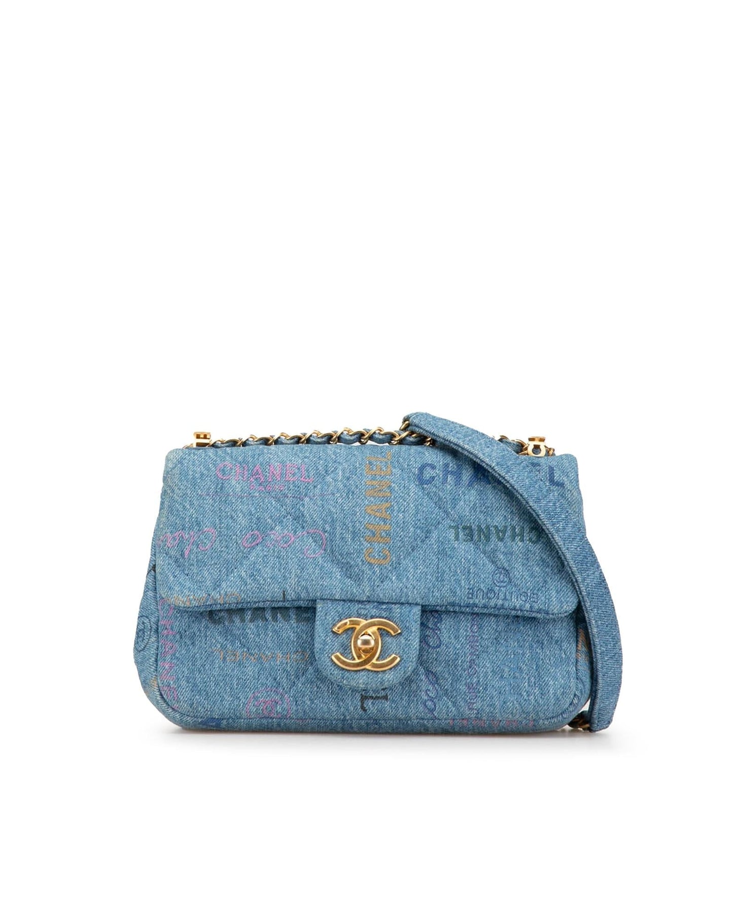 Mini Rectangular Quilted Denim Crossbody Bag