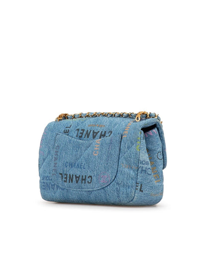 Mini Rectangular Quilted Denim Crossbody Bag
