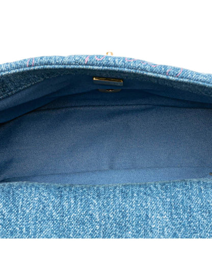 Mini Rectangular Quilted Denim Crossbody Bag