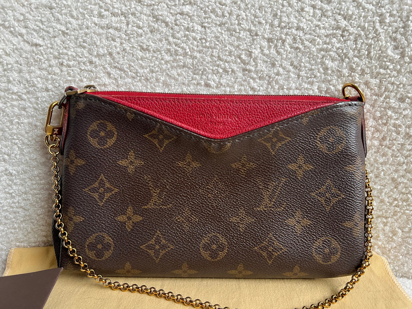 Louis Vuitton Red and Monogram Pallas Pochette