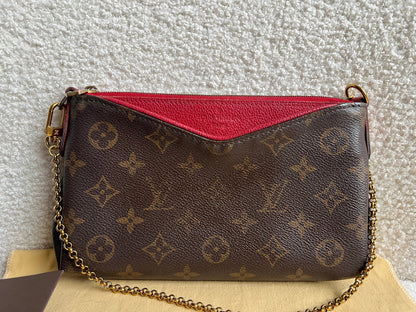 Louis Vuitton Red and Monogram Pallas Pochette