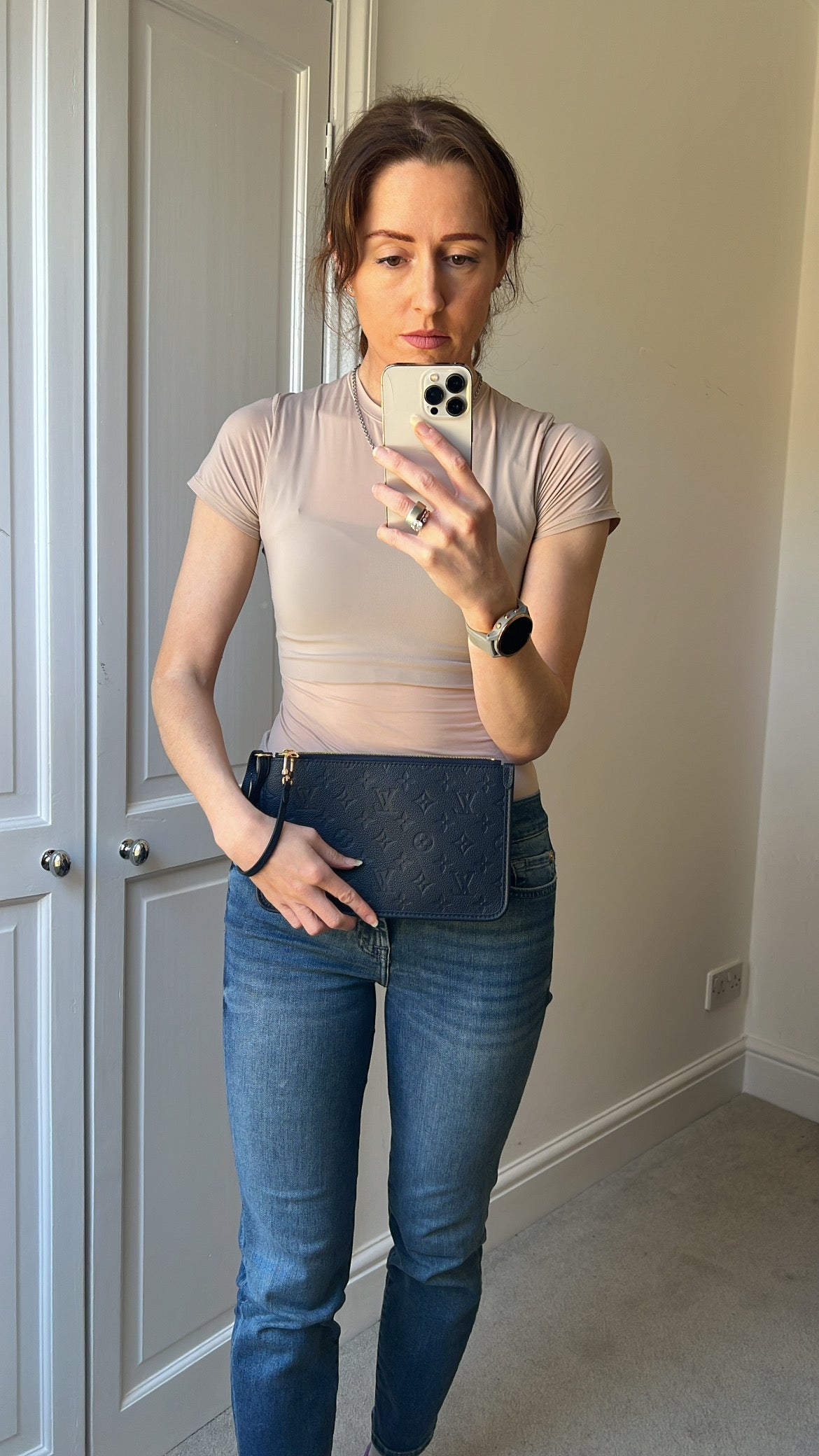 Louis Vuitton Pouch (from Carryall) Navy Empreinte