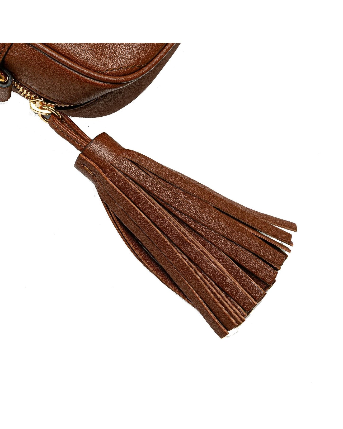 Small Leather Crossbody Bag with Tassel Detail