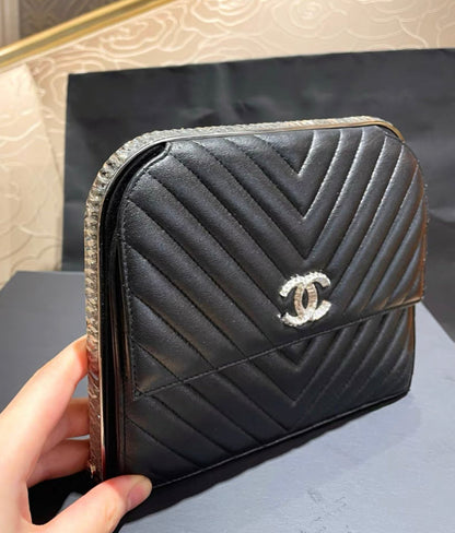 Chanel Luxury Leather Black Clutch Style 7