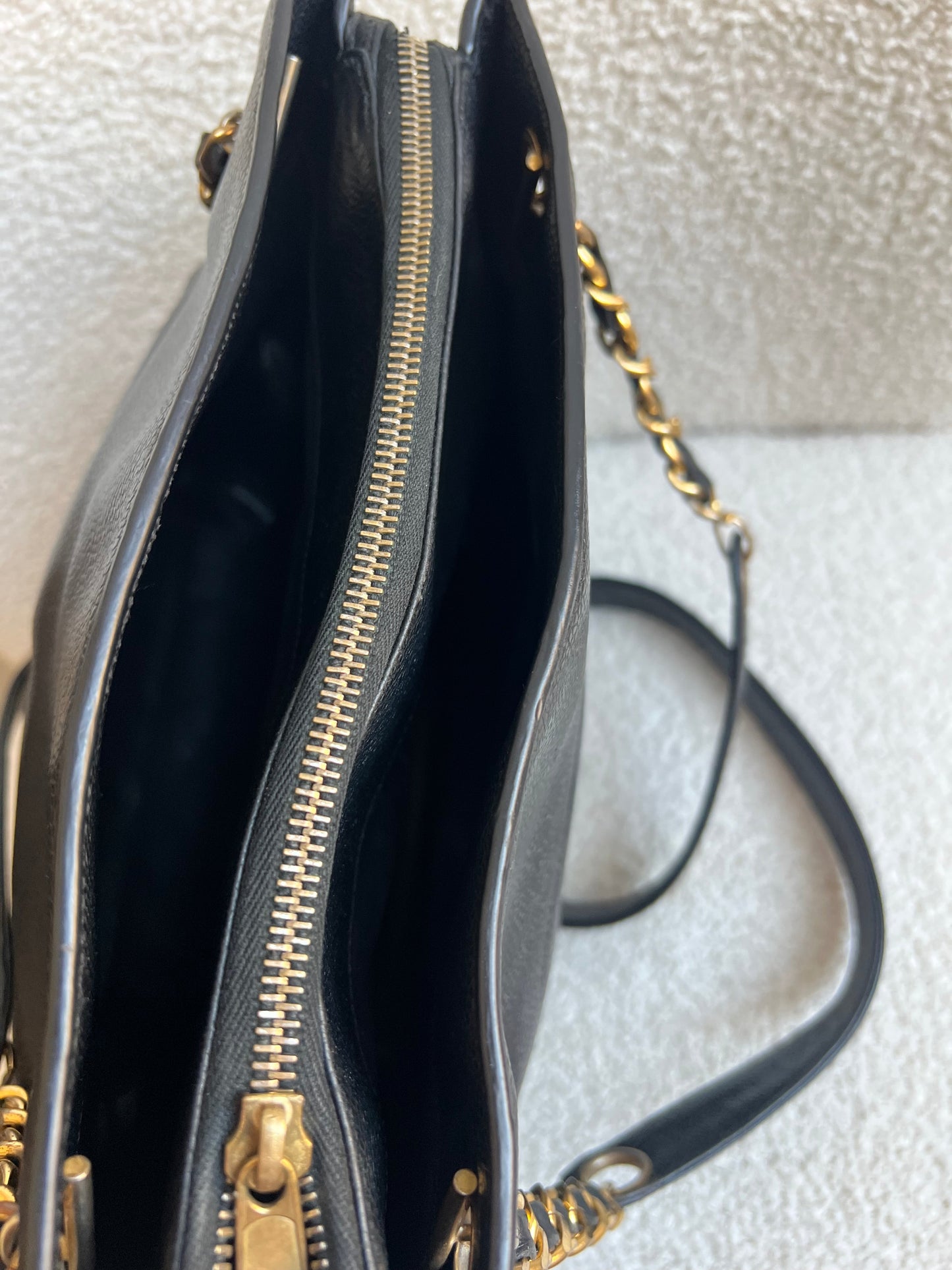 Chanel Vintage Black Caviar Chain Tote with Gold Hardware