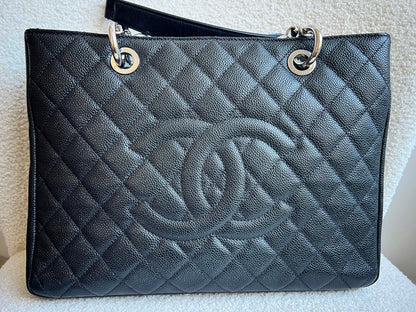 Chanel Black Caviar Grand Shopper Tote (GST) Silver Hardware