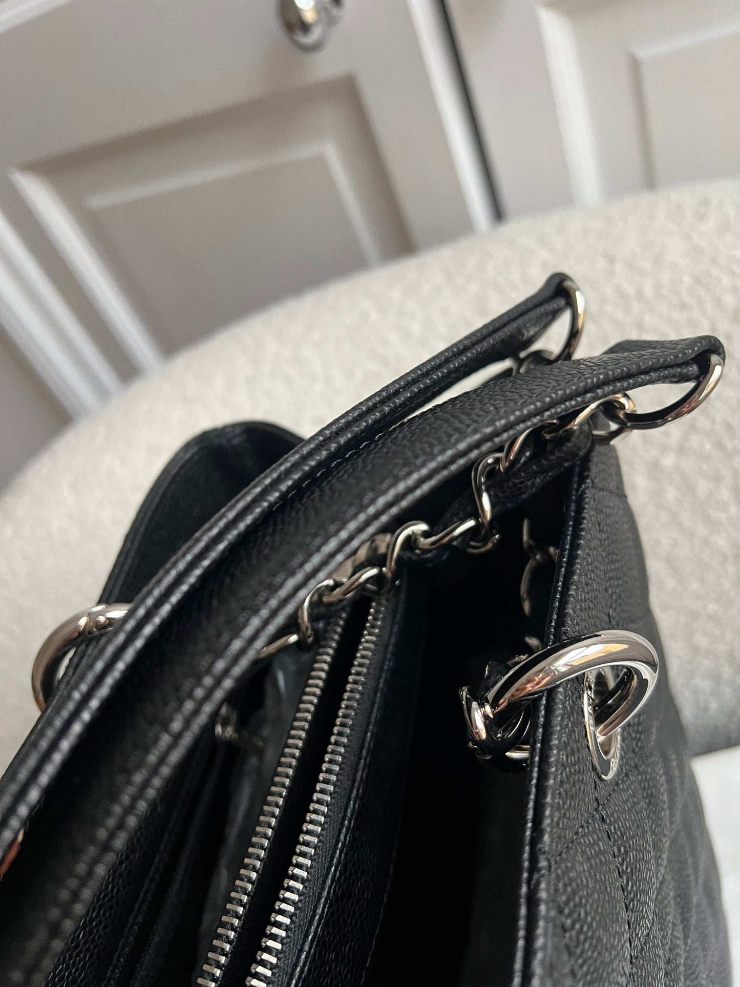 Chanel Black Caviar Grand Shopper Tote (GST) Silver Hardware