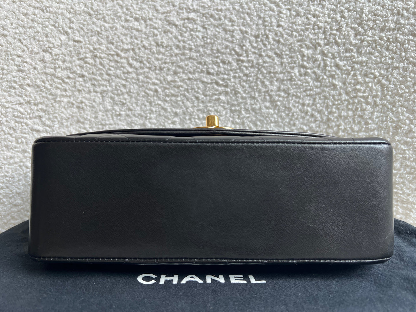 Chanel Vintage Diana Flap Bag in Black Lambskin with 24k Hardware