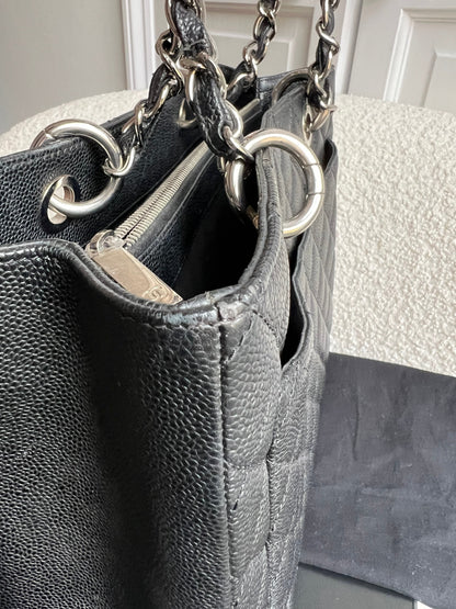 Chanel Black Caviar Grand Shopper Tote (GST) Silver Hardware