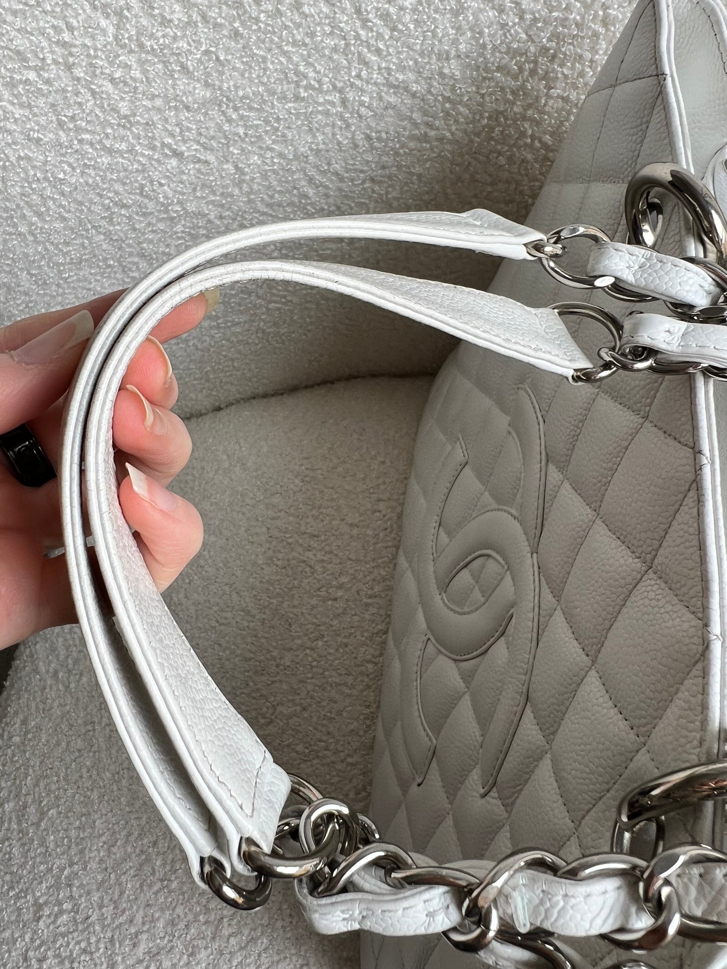 Chanel White Caviar Grand Shopper Tote (GST)