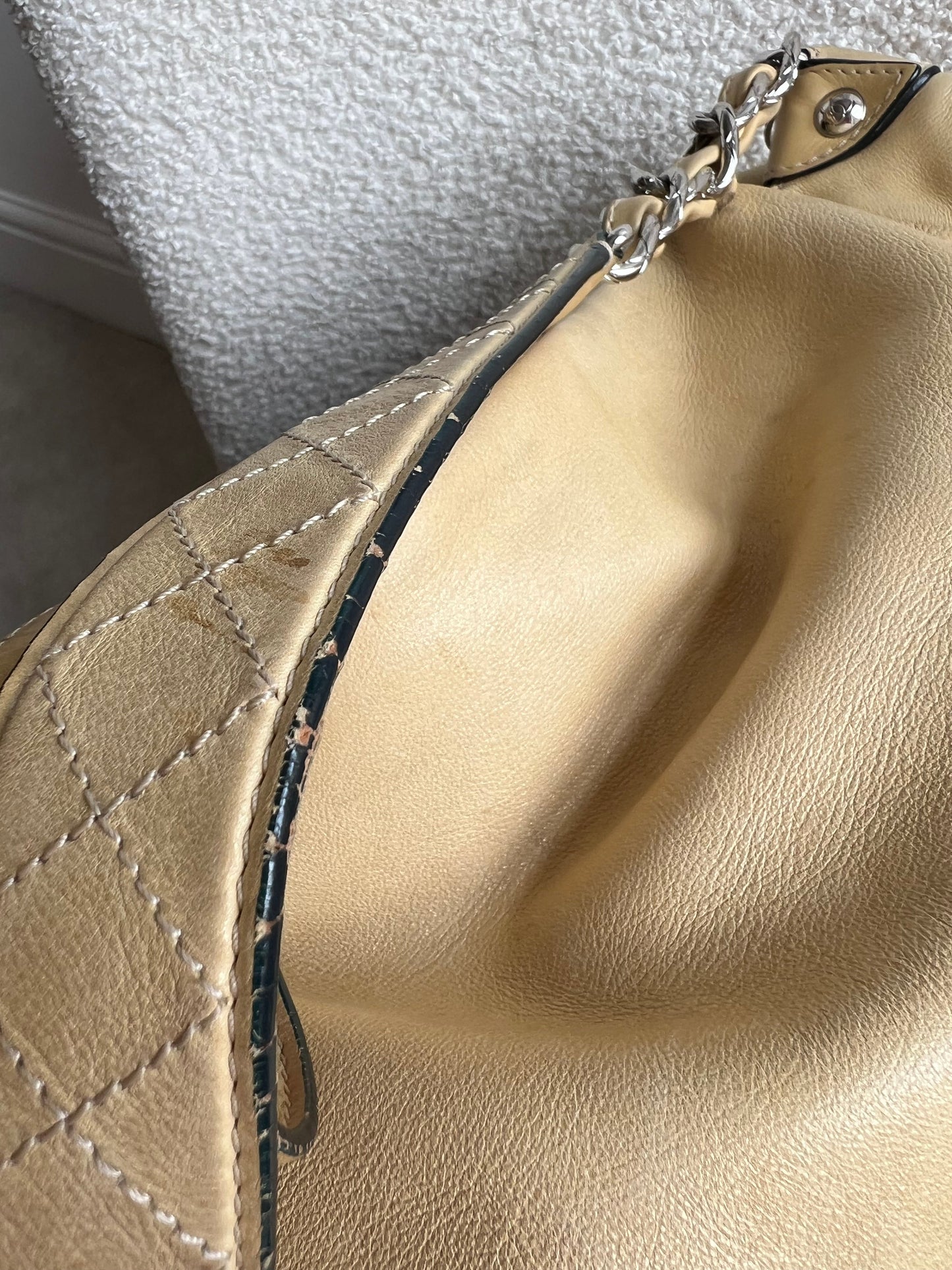 Chanel Beige Edgy Lambskin Large Hobo