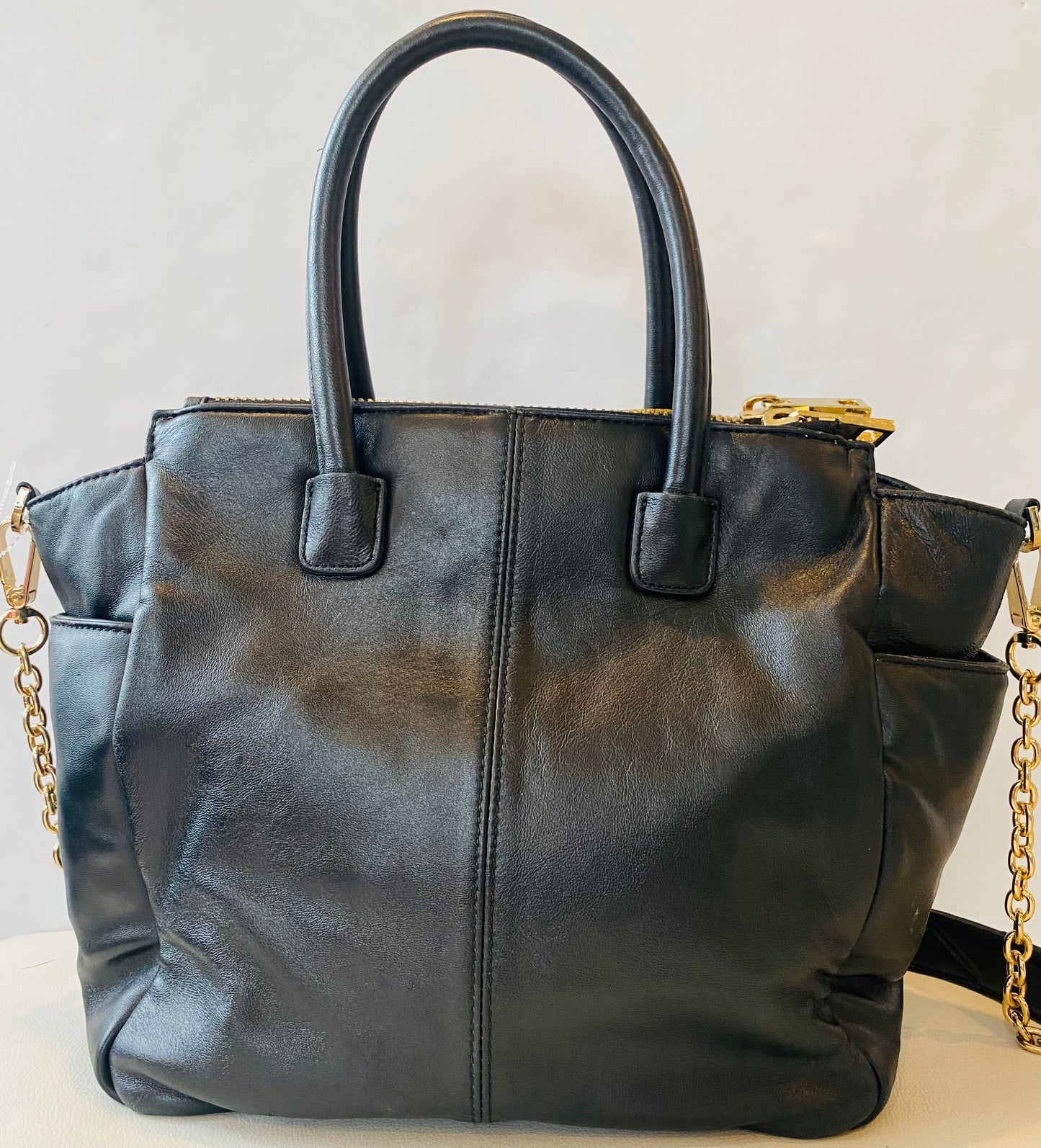 VIA SPIGA Black Leather Shoulder Bag/ Crossbody