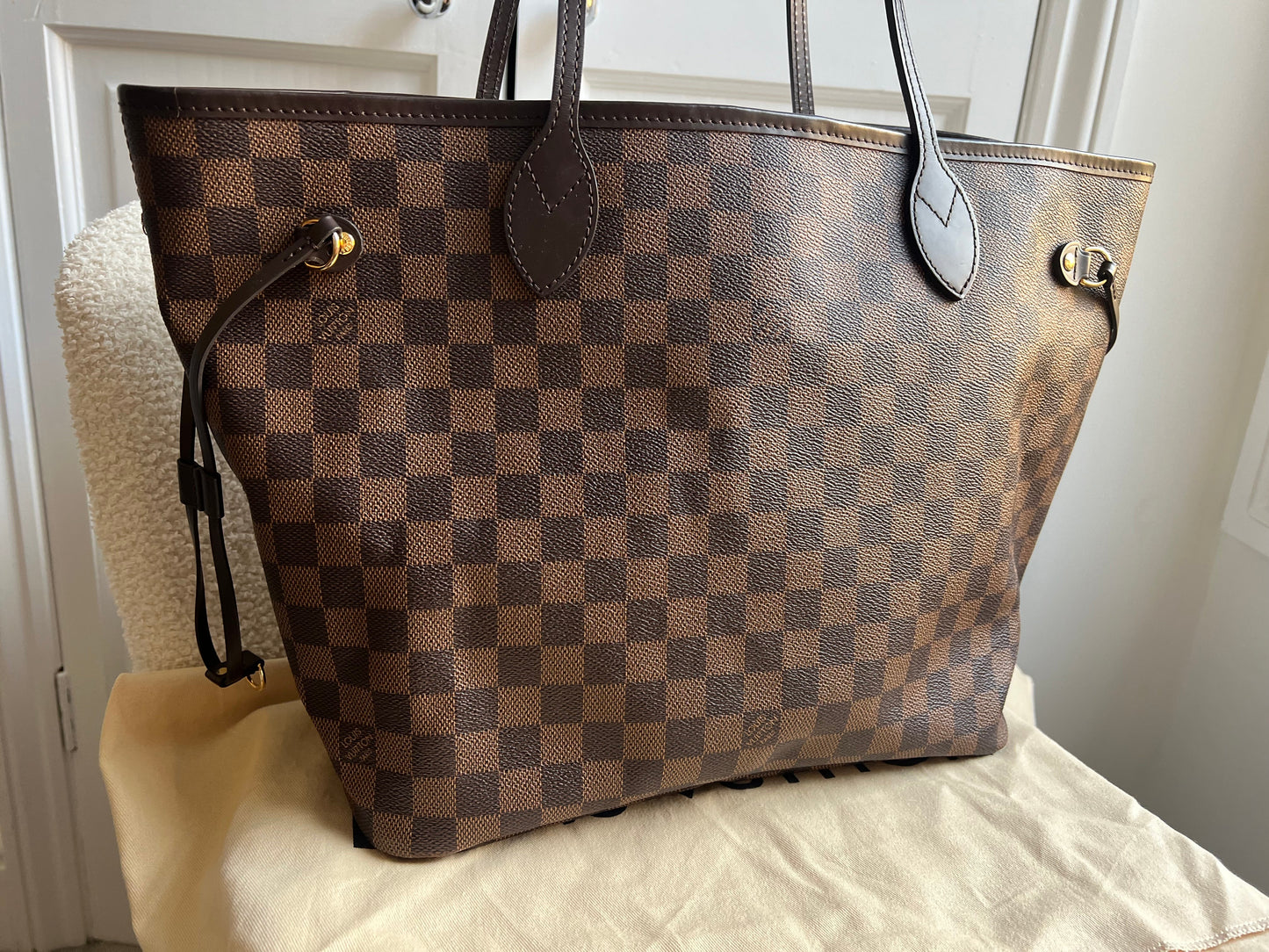 Louis Vuitton Neverfull MM Damier Ebene Rose Ballerine (RRP £1470)