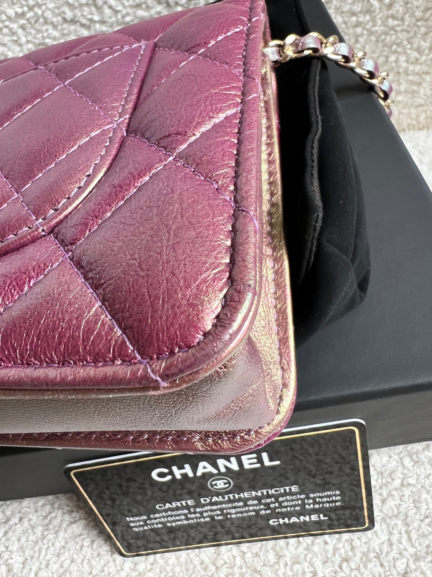 Chanel Iridescent Purple Lambskin Wallet on Chain