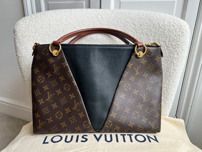 Louis Vuitton V Tote MM Tan and Monogram Canvas (RRP £1,890)