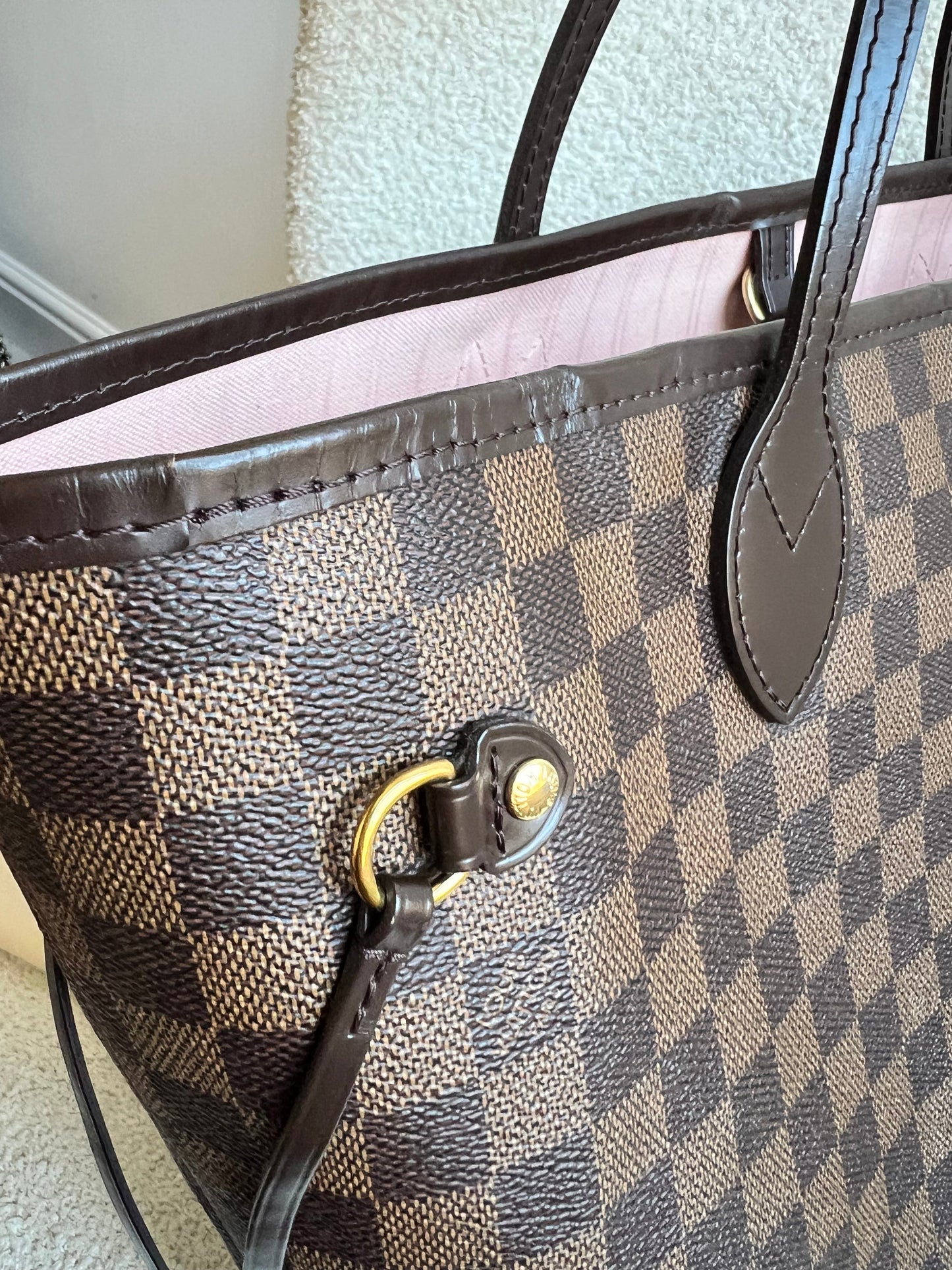Louis Vuitton Neverfull MM Damier Ebene Rose Ballerine (RRP £1430)