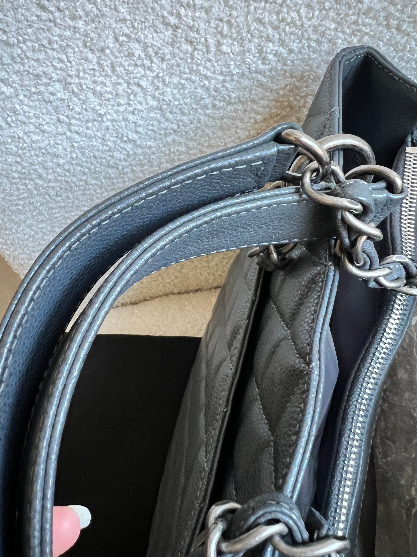 Chanel Grey Caviar Grand Shopper Tote (GST) Silver Hardware