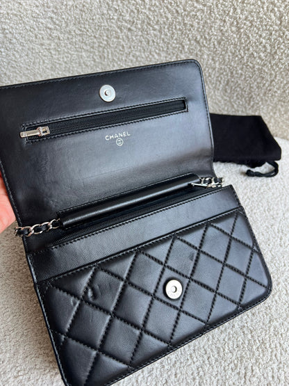 Chanel Wallet on Chain in Black Lambskin Silver Hardware (RRP £2,930)