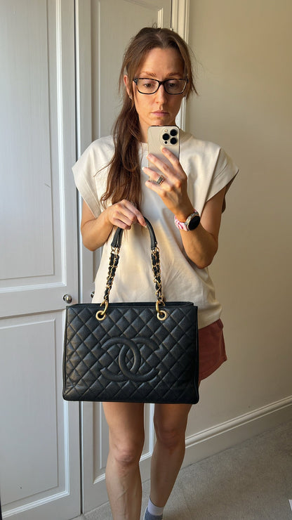 Chanel Black Caviar Grand Shopper Tote Gold Hardware (GST)