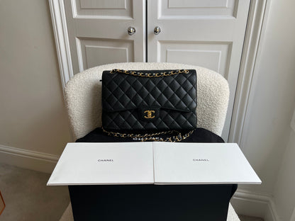 Chanel Jumbo Double Flap in Black Caviar with gold hardware (RRP £9830)