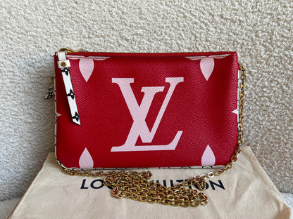Louis Vuitton Double Zip Pochette Red Giant Monogram Jungle (RRP £1250)