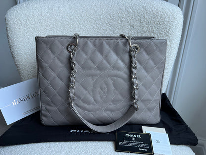 Chanel Grey Caviar Grand Shopper Tote (GST) Silver Hardware
