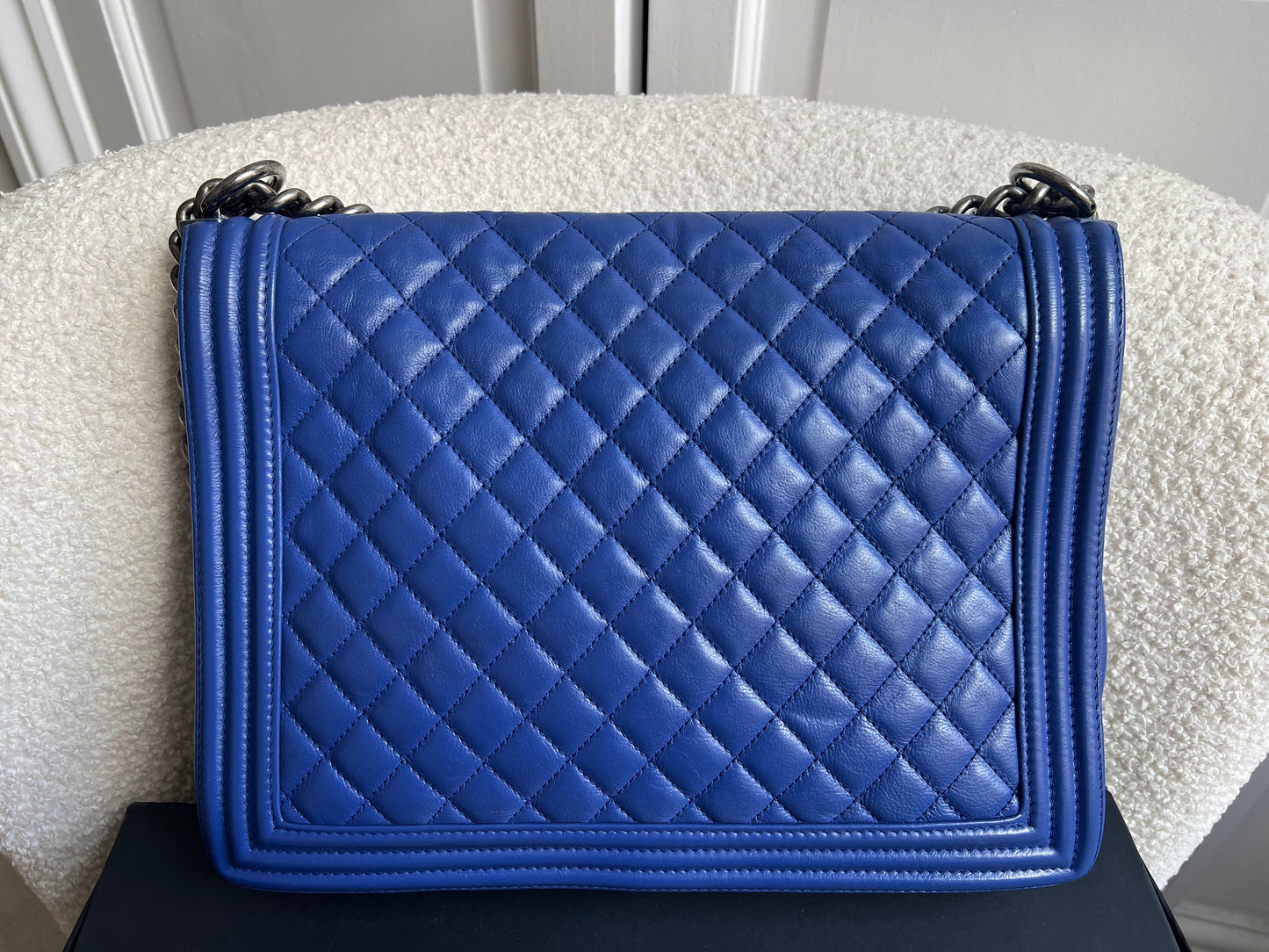 Chanel Blue Lambskin Large Boy Bag