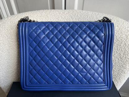 Chanel Blue Lambskin Large Boy Bag