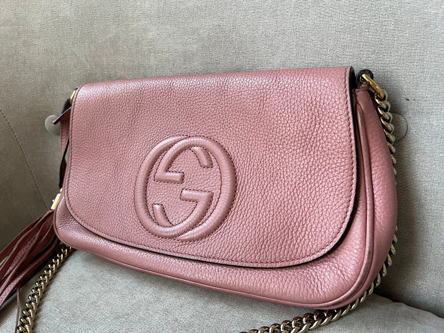 Gucci Rose Pink Soho Disco Crossbody Flap Bag (RRP £1050)
