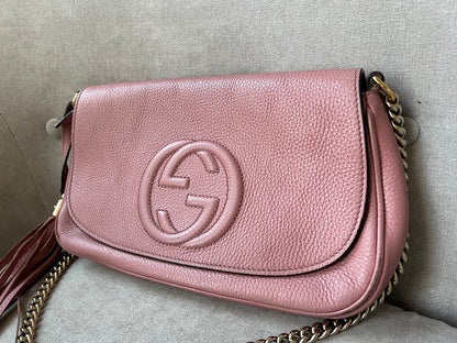Gucci Rose Pink Soho Disco Crossbody Flap Bag (RRP £1050)