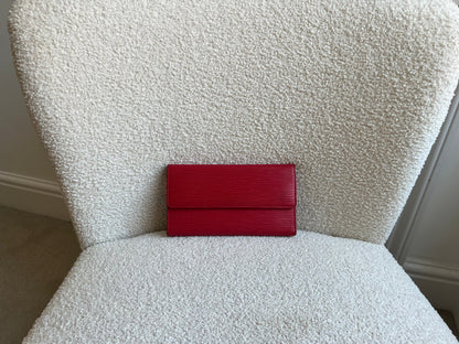 Louis Vuitton Sarah Continental Flap Wallet in Red Epi