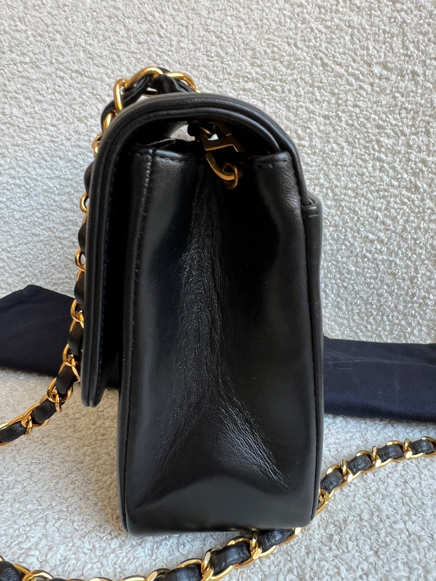 Chanel Medium Black Vertical Quilted Lambskin Vintage Classic Flap Bag with 24K gold hardware
