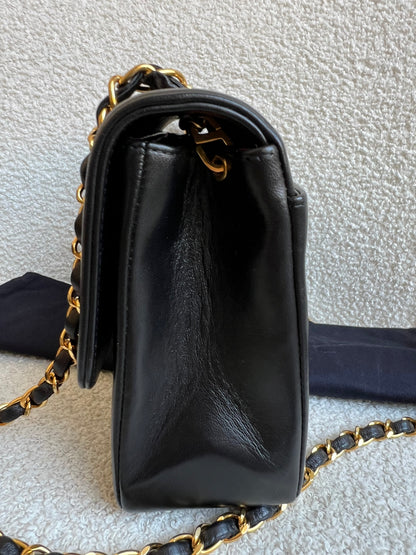Chanel Medium Black Vertical Quilted Lambskin Vintage Classic Flap Bag with 24K gold hardware