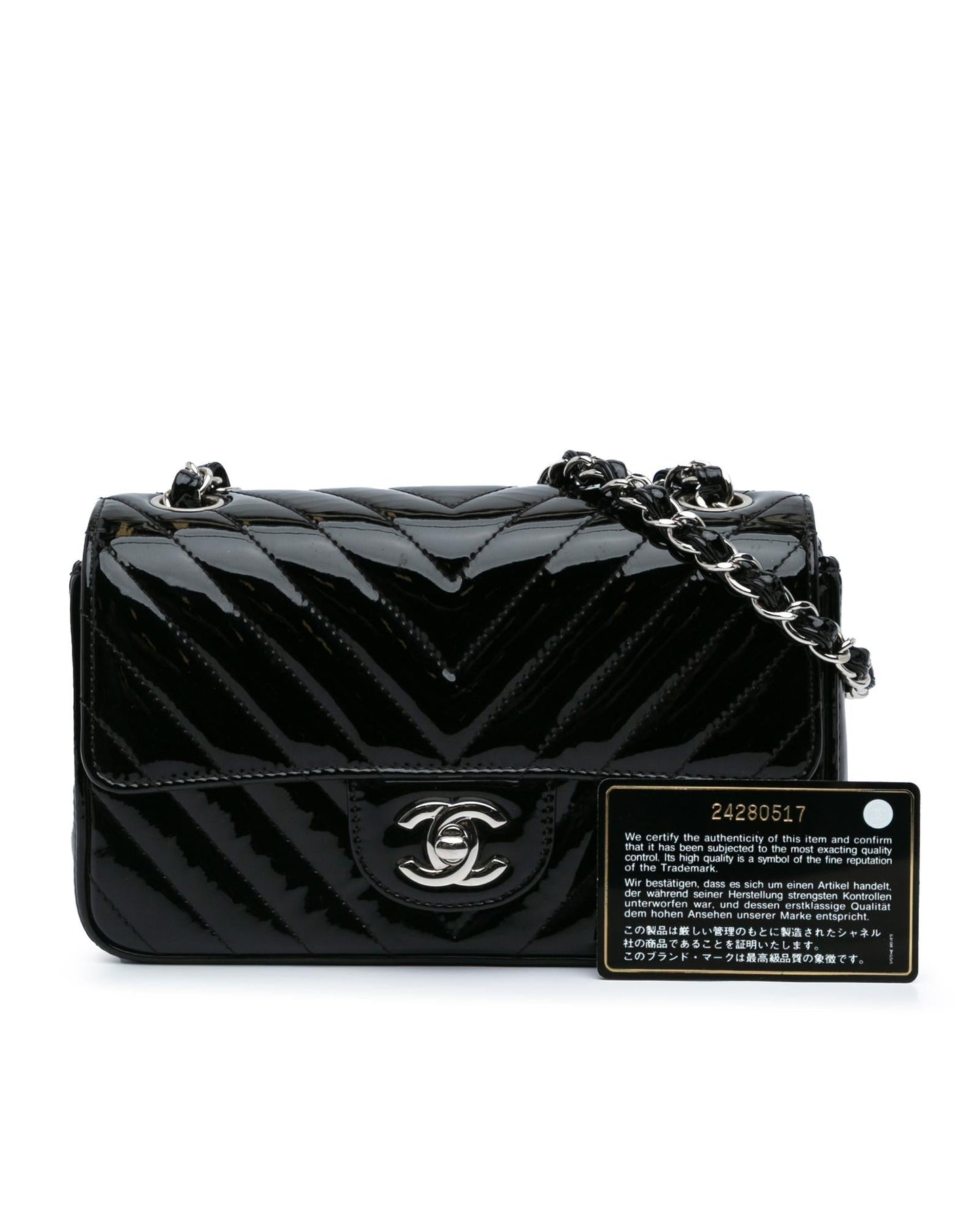 Mini Rectangular Classic Chevron Patent Flap Crossbody Bag