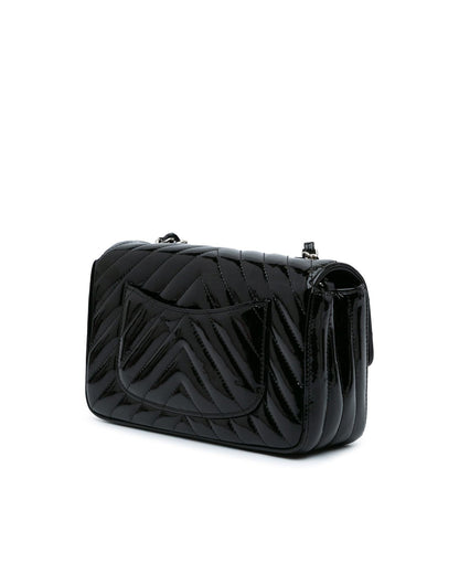 Mini Rectangular Classic Chevron Patent Flap Crossbody Bag
